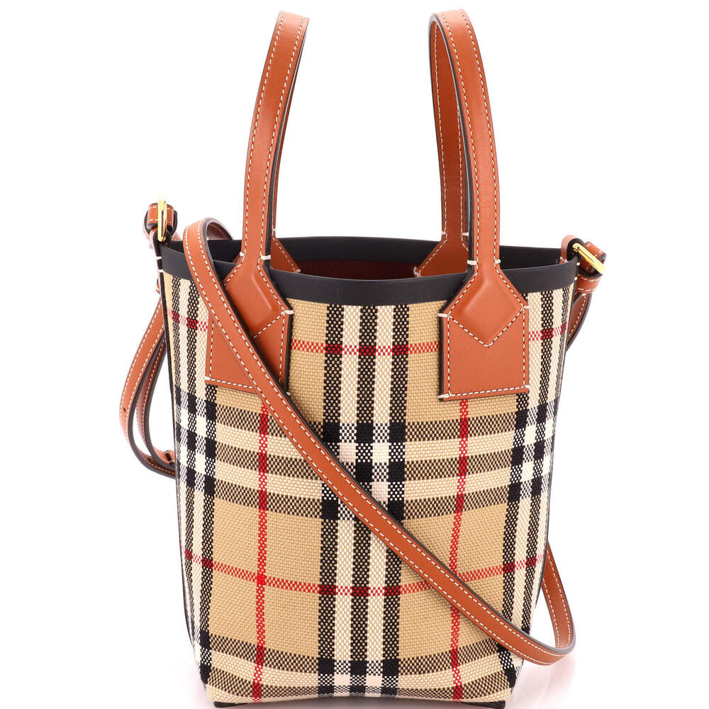 Burberry Mini London Tote Vintage Check Canvas